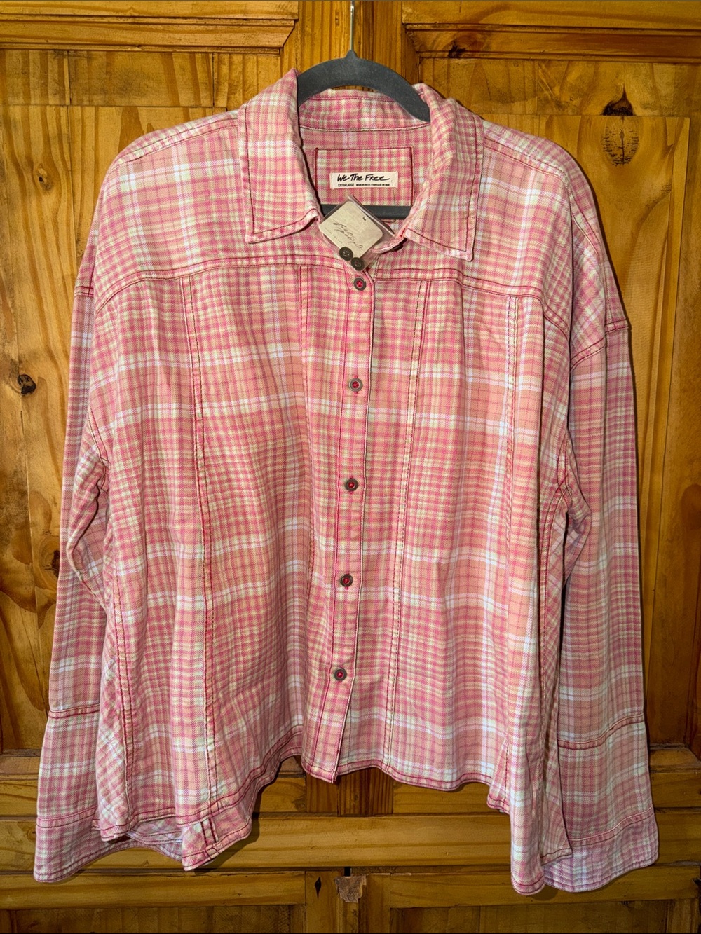 Free people We The Free Remade Plaid Top. Size XL brand new w/tags - Picture 4 of 7
